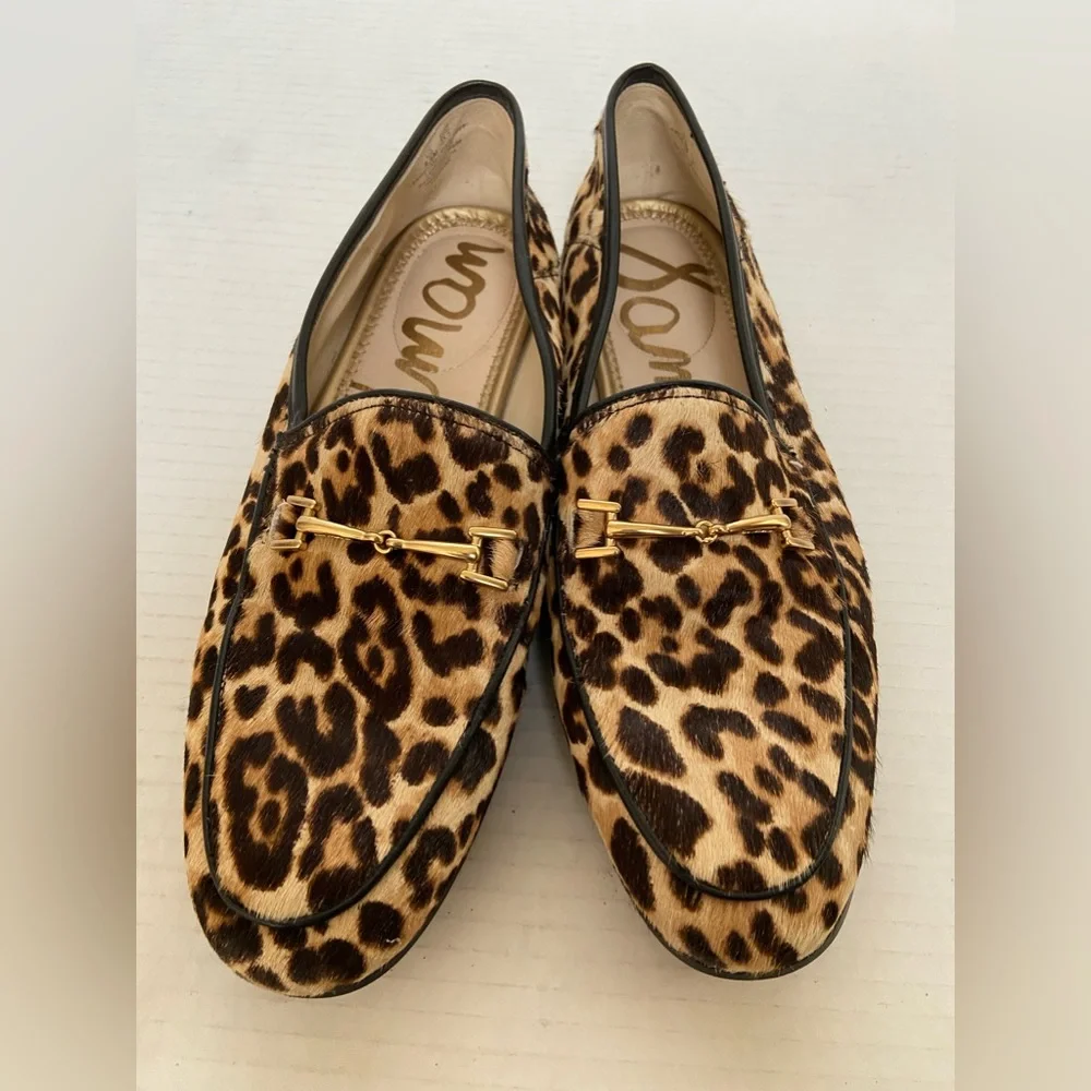 Sam Edelman Calf Hair Flats Womens Shoes Loafers Brown Leopard Cheetah Sz 5.5 - Picture 9 of 11